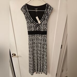 NWT - Glamour Black and White Stretch Midi Dress - Size 16